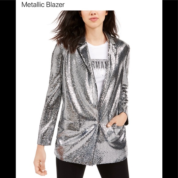A/X Armani metallic blazer snap closure size 8 - Picture 3 of 4